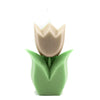 tulip flower candle pillar in ivory white green