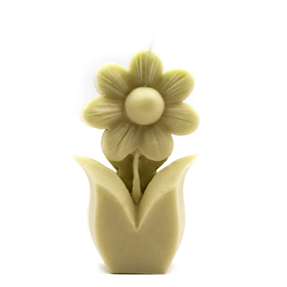 daisy flower candle pillar in yellow