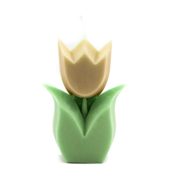 tulip flower candle pillar in yellow and green