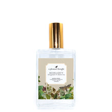  moriarty bergamot and white tea Fragranced room and linen spray housed in a decorative glass bottle with a gold lid a pleasant thought