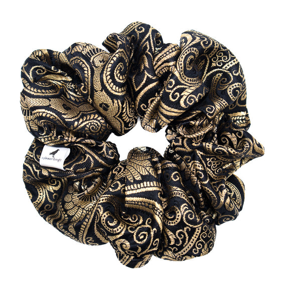 black and gold saree silk scrunchie a pleasant thought