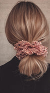 blush pink tulle and sequin formal scrunchie blonde