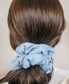 blue active scrunchie brunette