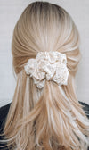 cream floral crepe scrunchie blonde