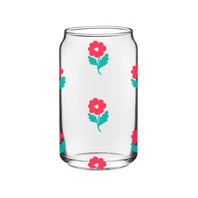  lovely red flowers on a beer can glass a pleasant thought