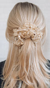 gold tulle and sequin formal scrunchie blonde up