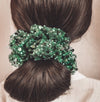 green tulle and sequin formal scrunchie brunette