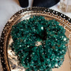 green tulle and sequin formal scrunchie close