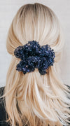 navy blue tulle and sequin formal scrunchie blonde