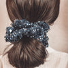 navy blue tulle and sequin formal scrunchie brunette