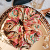pink and gold silk saree scrunchie a pleasant thought vanity