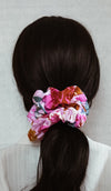 pink beach cotton scrunchie brunette