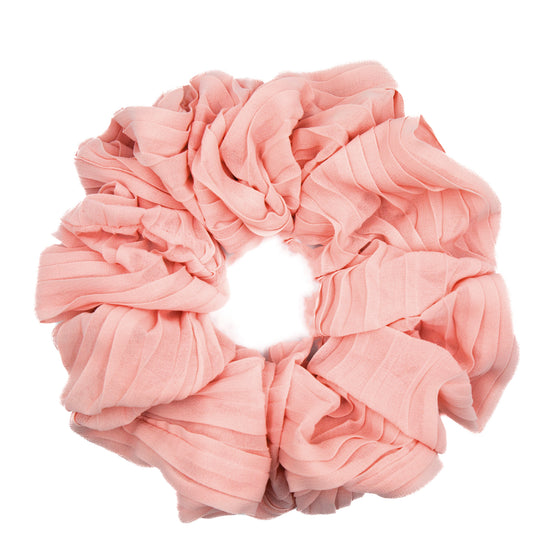 pleated pink chiffon scrunchie a pleasant thought