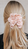 pleated pink chiffon scrunchie blonde