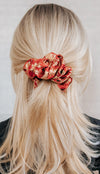 red silk saree scrunchie blonde