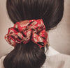 red silk saree scrunchie brunette dark hair