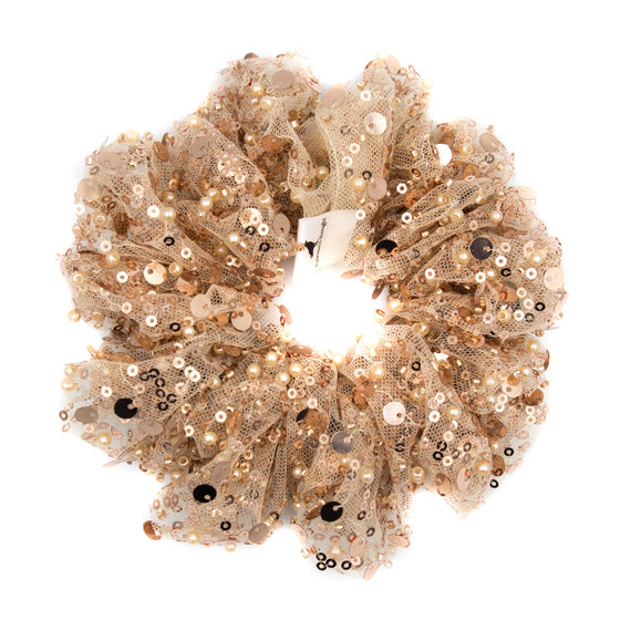 rose gold tulle and sequin formal scrunchie a pleasant thought