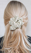 sage floral crepe scrunchie blonde