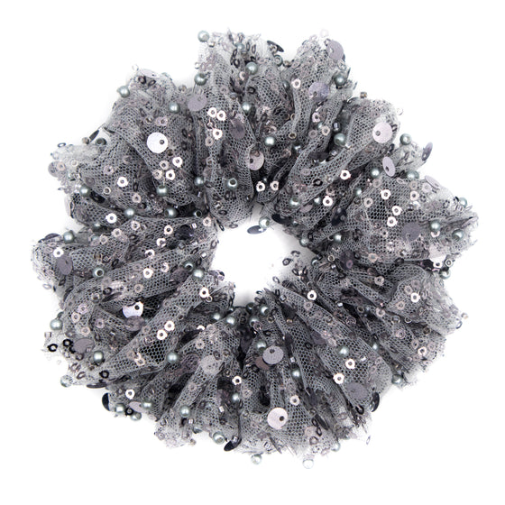 silver tulle and sequin formal scrunchie a pleasant thought