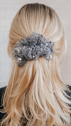 silver tulle and sequin formal scrunchie blonde