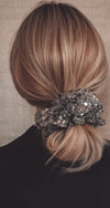 silver tulle and sequin formal scrunchie blonde
