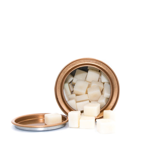 soy wax melts in antique gold tin a pleasant thought