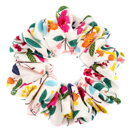 vibrant flower cotton scrunchie a pleasant thought