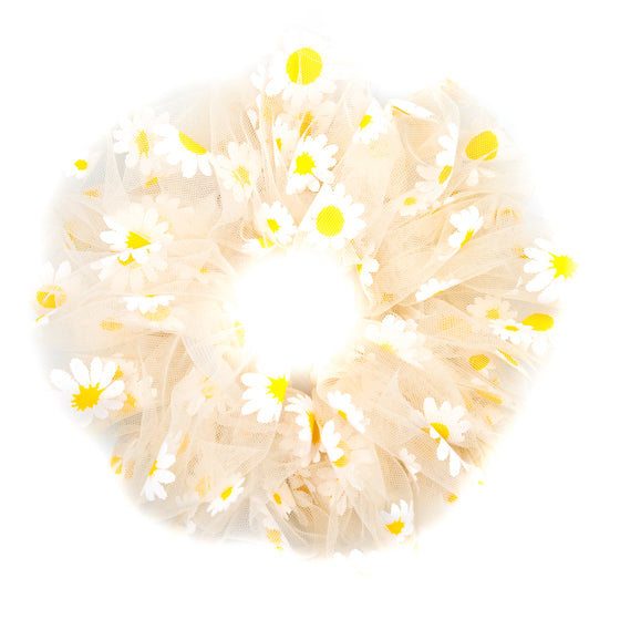 white daisy tulle scrunchie a pleasant thought